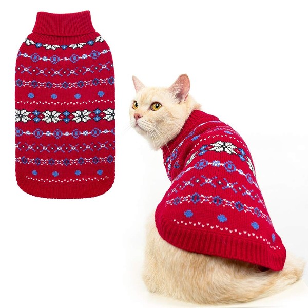 BINGPET Turtleneck Pet Sweater with Leash Hole - Cute Pullover