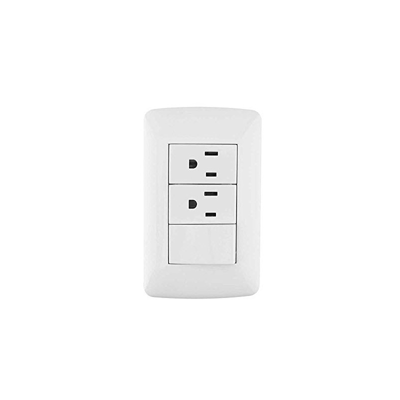 SANELEC, Apagador y 2 Contactos, Línea Nápoles, Diseño Simple, Apagadores