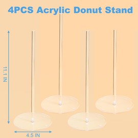 HENABLE 4PCS Acrylic Donut Display Stand Tower - Dessert Table Holder for Donuts, Bagels & Doughnuts - Perfect for Parties, Christmas, Birthday & New Year