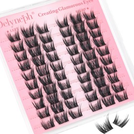 Delyneph Wispy Cluster Lashes Natural Individual Eyelashes Manga Lash Clusters DIY Lashes Individual Cluster Left & Right Round Eye Lash C Curl Eyelash Clusters