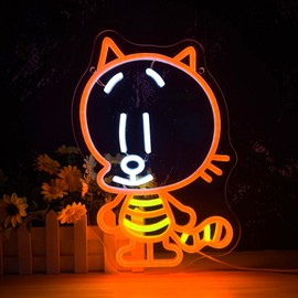 Cartoon Cat LED Neon Light Dimmable Vibrant Cat Game Room Neon Light Sign Wall Decor, USB Powered Cinema Movie Themed Gift for Comic Book Fans Christmas Birthday(13.4 * 10.6in)