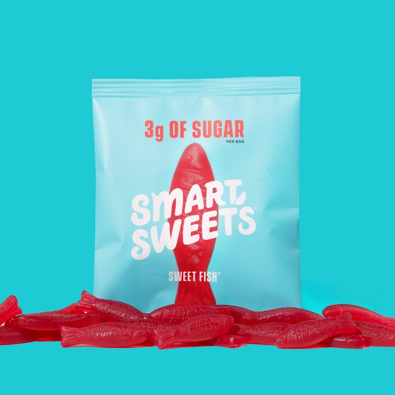 SmartSweets Sweet Fish, Candy with Low Sugar (3g), Low Calorie(100),