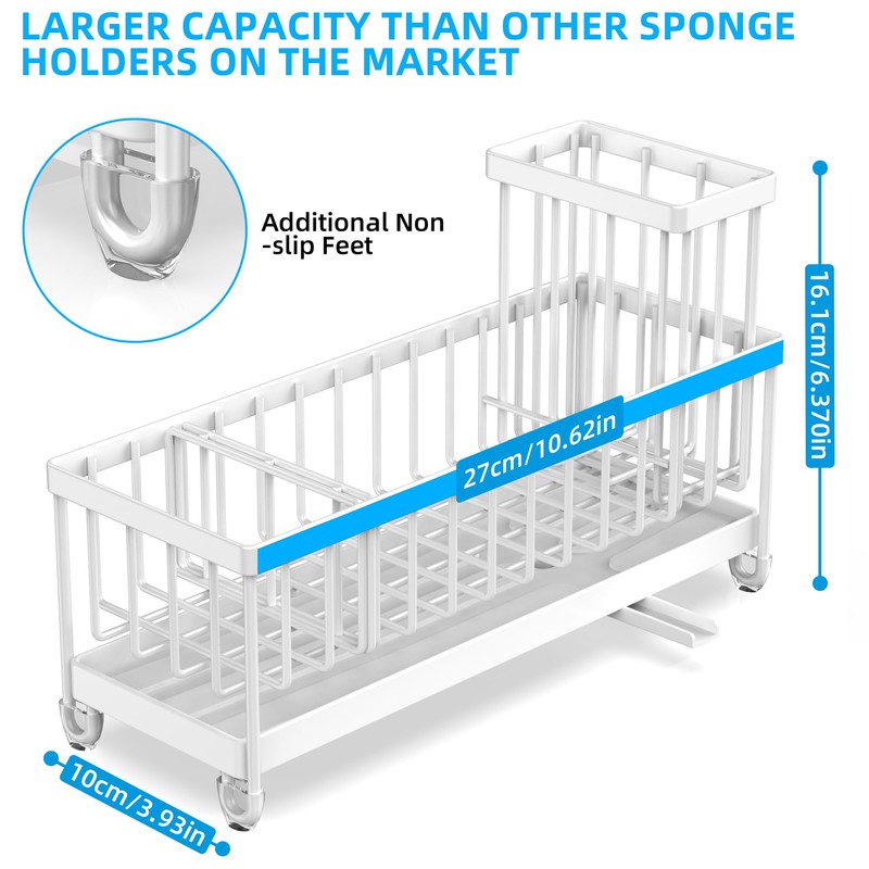 Moforoco Extra Large Kitchen Sink Caddy, Rustproof Sponge Holder for