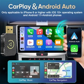 Lvozize Wireless CarPlay Adapter & Android Auto Wireless Adapter, Compatibility with Phones Running iOS 10+ & Android 11+, Plug and Play Wireless Car Play Adapters USB C for Cars from 2016 (Golden)