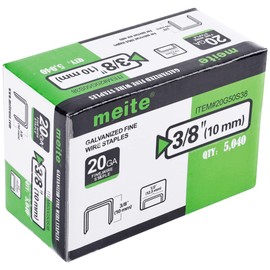 meite 20 Gauge 1/2-Inch (12.3mm) Crown 3/8-Inch Length Upholstery Staples for Staple Gun, Fine Wire Galvanized Staples for Carpet, Work Box, Cable, Shed (3 Boxes)