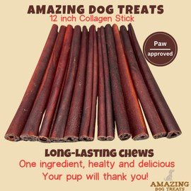 Amazing Dog Treats 12 Inch Collagen Stick - (5 Count) - Collagen Bully Sticks for Dogs - 95% Natural Collagen Sticks for Dogs - No Hide Bones for Dogs…
