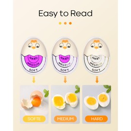 2Pcs Egg Timer, Color Changing Egg Timer for Boiling Eggs - Egg Boiler Timer for Soft,Medium & Hard Eggs,Cute Egg Timer for Kitchen, Easy-to-Read, Safe BPA-Free, Purple
