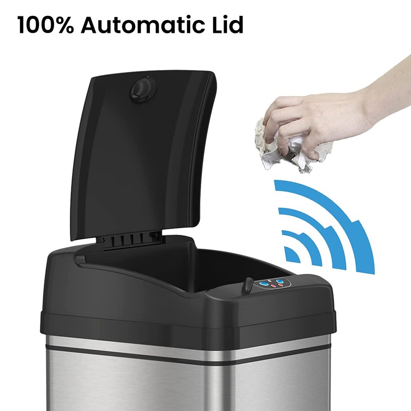 iTouchless Automatic Trash Can with AC Adapter and 4 Odor