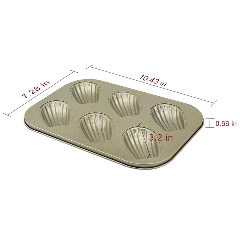AOGVNA 6-Cup Nonstick Madeleine Pan 2 Pack Heavy Tinned Steel