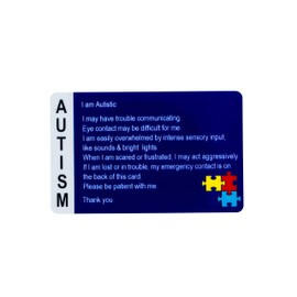 Autism Alert Card - ADHD Awareness Cards - Customized Name & Emergency Contact - 2 Pack, Secure ID