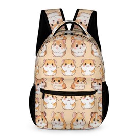 Hamster Backpack for Kids Girls Boys School, 16 Inches Cute Hamster Theme Bookbag, Adjustable, Lightweight, Large Capacity, Colorful Hamster Backpack for School