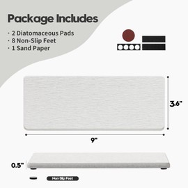 2PCS Bathroom Sink Vanity Trays, Water Absorbing Diatomite Stone Drying Soap Dish Dispenser for Kitchen Counter, Sponge Holder Mat Rack Faucet Splash Guard Caddy Organizer, Beige, 9"x3.5"