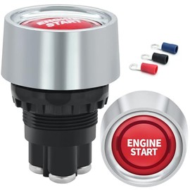 ZJWZJH ZJWZJH (50Amp) Engine Start Ignition Switch Momentary 12V DC 3 Pin Spst On-Off Push Button Starter Switch Plastic Shell Red Led Light for Marine Vehicle Racing Car Truck RV