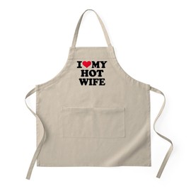 CafePress I Love My Hot Wife Kitchen Apron with Pockets, Grilling Apron, Baking Apron