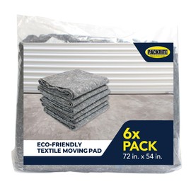 Textile Moving Blankets, Eco-Friendly 100% Recycled Packing Blankets for Moving, 72 x 54 inch (6, Grey)