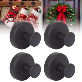 Laexepelle Suction Cup Hooks, Heavy Duty Large Stainless Steel Waterproof No-Drill Hooks for Shower, Bathroom, Kitchen Wall, Glass Door, Mirror, Tile – Loofah, Towel, Wreaths (4, Black)