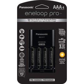 Panasonic K-KJ17K3A4BA Advanced Battery Charger Pack with 4 AAA Eneloop Pro High Capacity Ni-MH Rechargeable Batteries