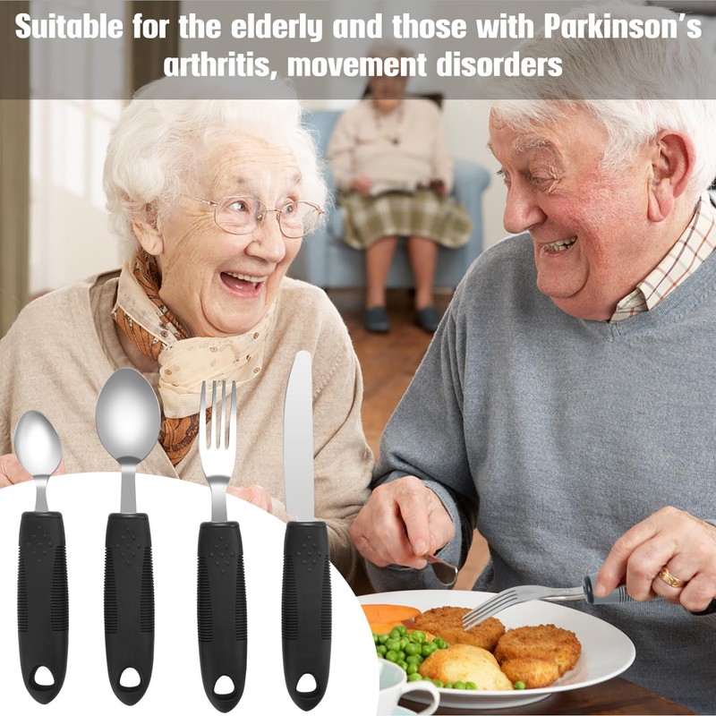 Extra Wide Handles Easy Grip Cutlery Set of 4 Disability