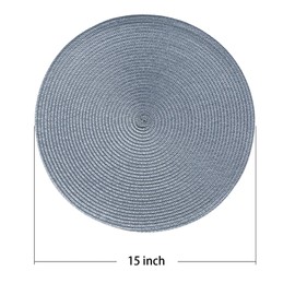 AHHFSMEI Round Braided Placemats Set of 4 Round Table Mats for Dining Tables Natural Woven Heat Resistant Place mats 15 Inch (Light Blue,4)