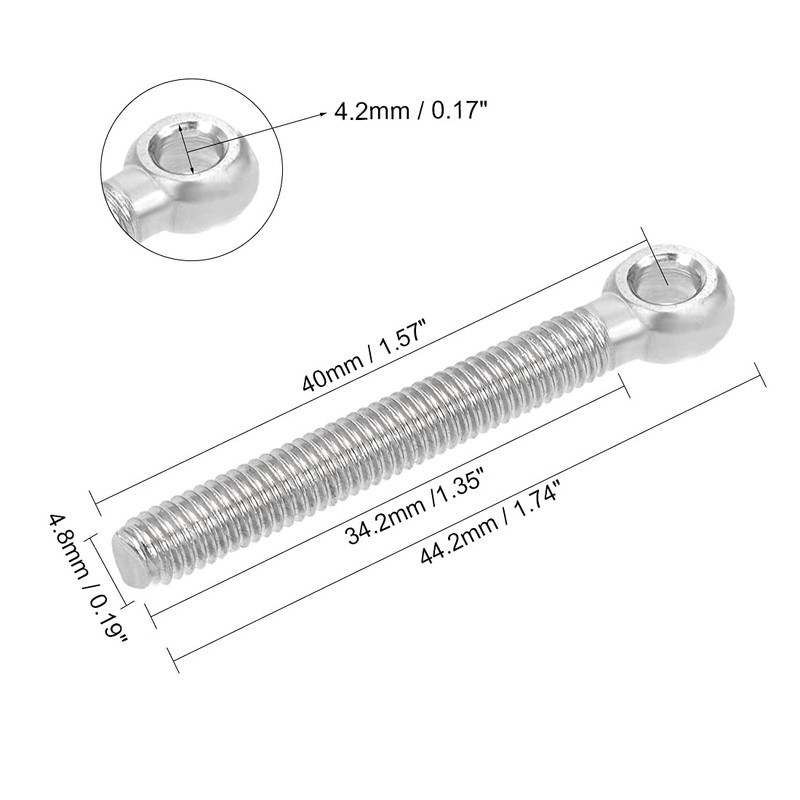 sourcing map 4 Pieces M5 x 40 mm 304 Stainless