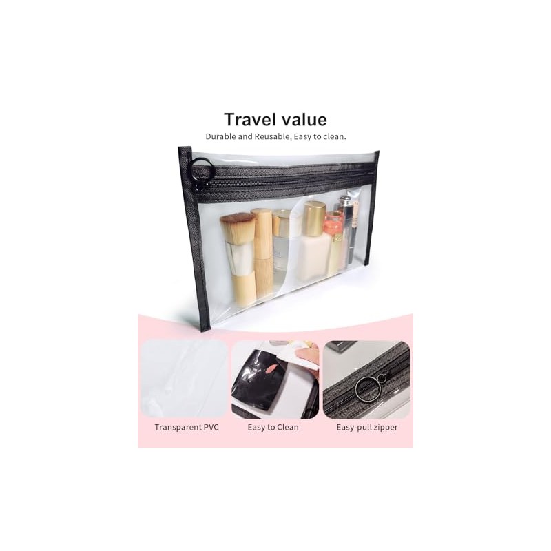 3 Pack Clear Makeup Bags - Organize Your Essentials in