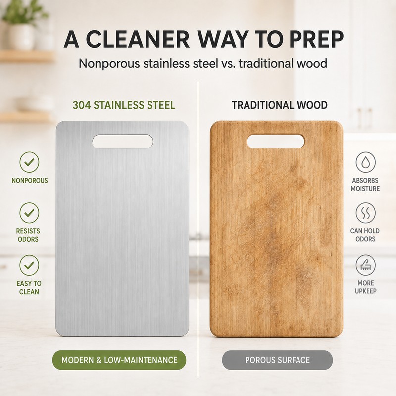 304 Stainless Steel Cutting Board – 13.4 × 9.1 in