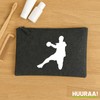 Huuraa Kulturbeutel Handball Silhouette Geschenk 1 Liter Charcoal Filz Handball