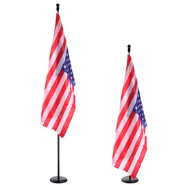 Hooomyai Indoor Flagpole Kit, Black Ball Topper Sectional Flag Pole with Base Stand, Premium Aluminum Pole Heavy Duty Flag Pole with US Flag for Schools, Office, Hall (8FT-1 Pack)