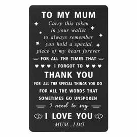 ENGZHI Mum Wallet Card - Thank You Mum I Love You - Mummy Birthday Card from Daughter Son, Mum Mothers Day Card, Christmas Gifts