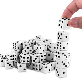 Super Z Outlet Standard 16mm White Dice with Black Pips Dots for Board Games, Activity, Casino Theme, Party Favors, Toy Gifts (100 Pack)