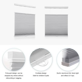 MYshade Top Down Bottom Up Shades Light Filtering Shade Cordless Blinds for Indoor Windows Honeycomb Cellular Sheer Window Blinds & Shades Easy to Install 46" W X 72" H (Grey)