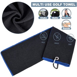 AINTY Golf Accessories Kits, Retractable Golf Club Cleaning Brush, Foldable Golf Divot Repair Tool, Large Microfiber Golf Towel for Golf Bags with Clip, Gift for Men and