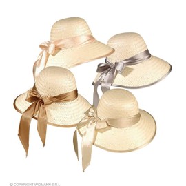 Straw Chicago withRibbon 20s 30s Gangster Hats Caps & Headwear for Fancy Dress Costumes Accessory