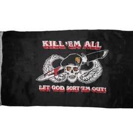 Moon 3x5 Special Forces Kill em Them All Let God Sort Them Out Military Flag 3x5 - Vivid Color and UV Fade Resistant - Prime Outside Garden Home Decor Y