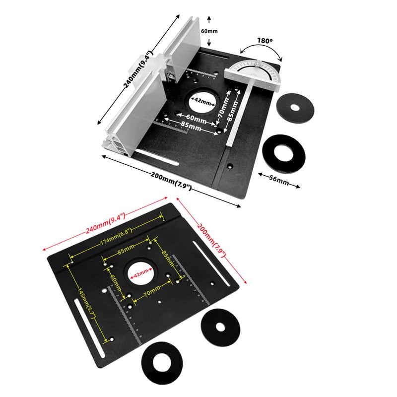Router Table Insert Plate Aluminum Alloy Wood Milling Flip Board