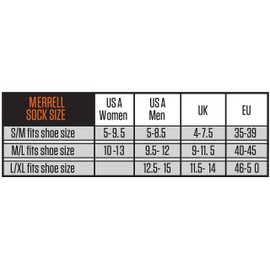 Merrell Graduated Compression Hiker Over The Calf Socks, Black, S/M (Men's 5-8.5 / Women's 5-9.5)