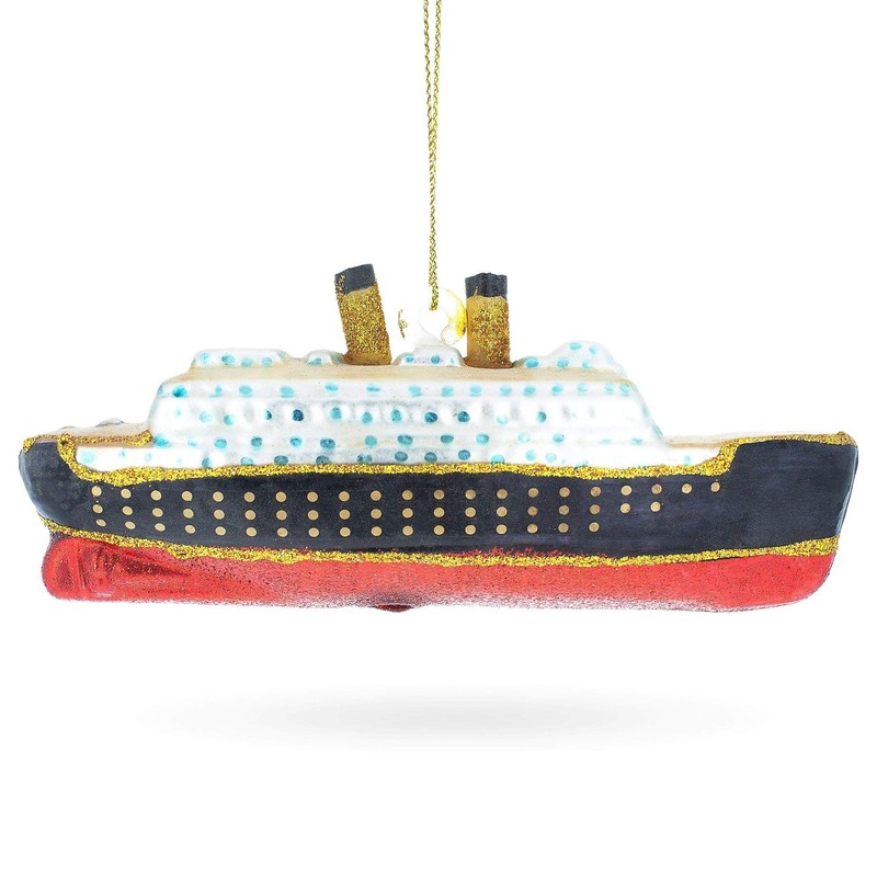 Titanic Ship Blown Glass Christmas Ornament