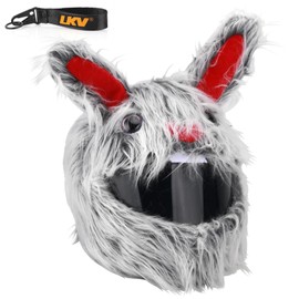 LKV Motorcycle Helmet Cover Cartoon Plush Animal Fits for Most Full Face Helments, Fun Rides Gifts (Wool Rabbit)