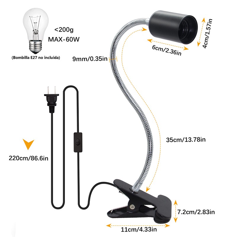 FEYAIM Clip Desk Lamp Socket 2 Pack Flexible Gooseneck Lamp