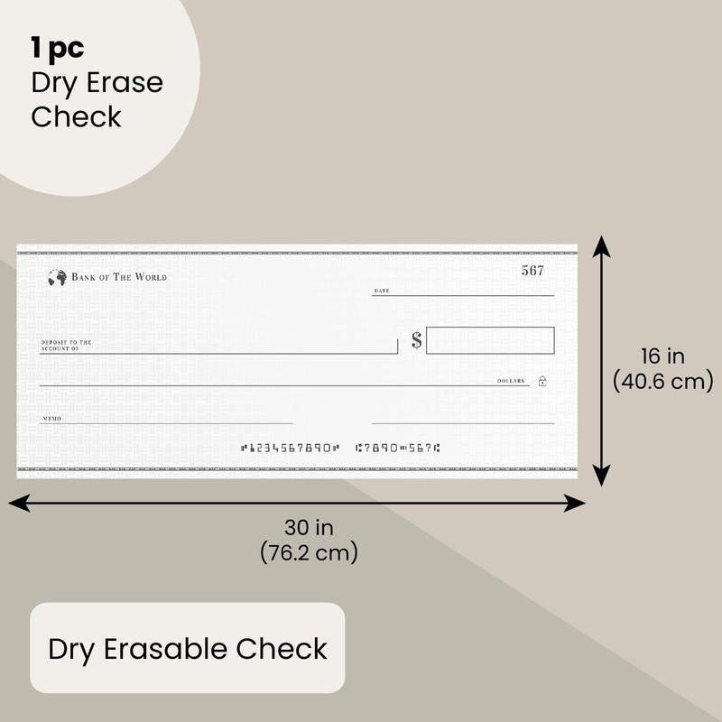 Sustainable Greetings Reusable Giant Paper Check - 30 x 16