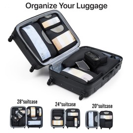 WESTEND 21 Inch Collapsible Carry On Luggage with Spinner Wheels, TSA Lock – Rolling Carry-On Including 7 Packing Cubes