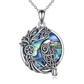 CRMAD Viking Necklace For Men Sterling Silver Tree Of Life Necklace Crow Pendant Viking Jewelry Gift for Men