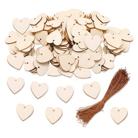 GIDWRIY Pack of 100 Wooden Hearts Decoration, Wooden Hearts for Labelling with Hole, Small Wooden Pendants Heart Natural Wood Discs, Confetti Hearts, Wedding Decoration, Table Decoration, Gift Tags