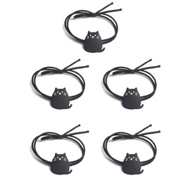 prendre PR-HAIRGM09 Cat Hair Rubber Set of 5 with Cute Motif Stylish Hair Accessories (Black)