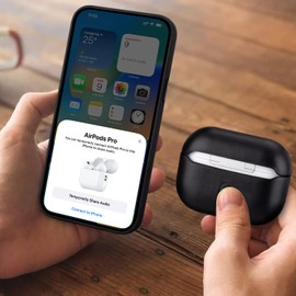 MAOGOAM - Funda de piel para AirPods Pro de 2ª generación con botón, cera de aceite auténtica, piel de vacuno de caballo loco para Airpods Pro 2, estilo Indiana-Jones, el frontal LED visible, negro