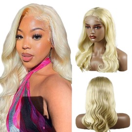 Weeybay 4x4 HD Transparent Lace Front Wigs #613 Blonde Body Wave Human Hair Wig 100% Unprocessed Baby Hair Blonde Color NO Smell No Tangle 18 Inch