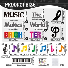 BeYumi Music Notes Border Decor - 108Pcs Back to School Music Notes Bulletin Board Set Music Makes The World Brighter Cutouts Piano Border Trim Preschool Classroom Chalkboard Wall Decoration Supplies