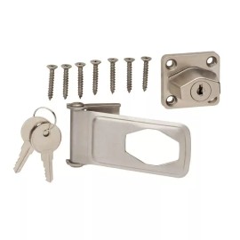 Everbilt 3-1/2 in. Stainless Steel Door Latch Safety Key Locking Hasp 18565