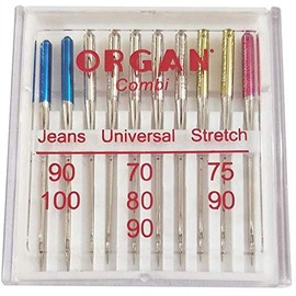 YEQIN 10pcs Organ Needles, Domestic Sewing Machine Needles Jeans, Universal & Stretch Combi Pack