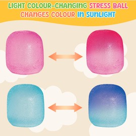 Fidget Toys Stress Balls for Kids & Adults - Sun-Sensitive Colour Changing Ice Cube Squishy, Slow Rise Dough Ball, Squishy Fidget Toys for Classroom, Stress Relief Balls for Anxiety/Therapy